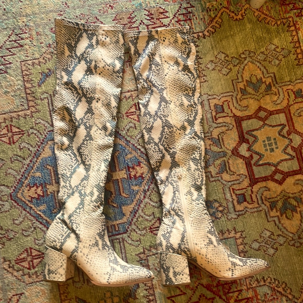Steve Madden Jacoby Over the Knee Faux Snakeskin Boot Size 8